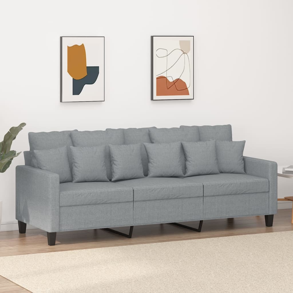 3-Seater Sofa Light Grey 100% Polyester Fabric, Metal, Textilene
