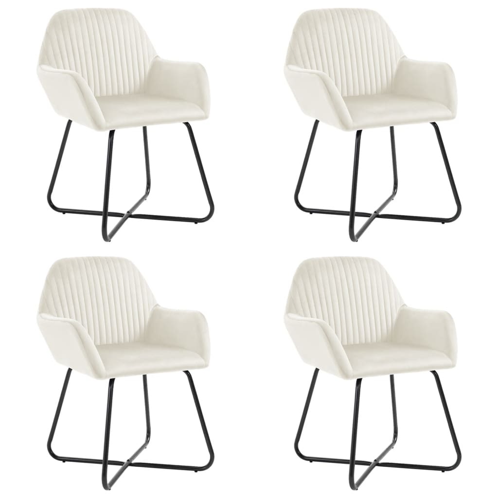 Dining Chair Set of 4 Cream Velvet Standard Ergonomic