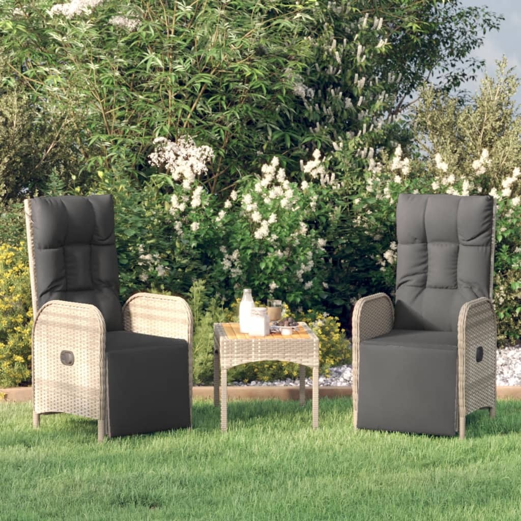 Outdoor Reclining Chair Set of 2 Grey