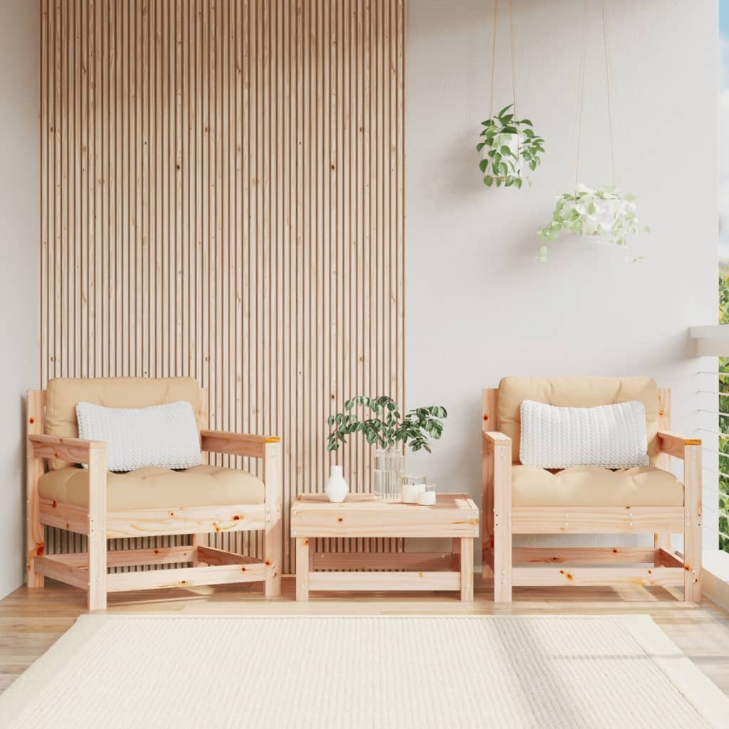 Garden Chair Beige Solid pine wood Medium Modular Armchair