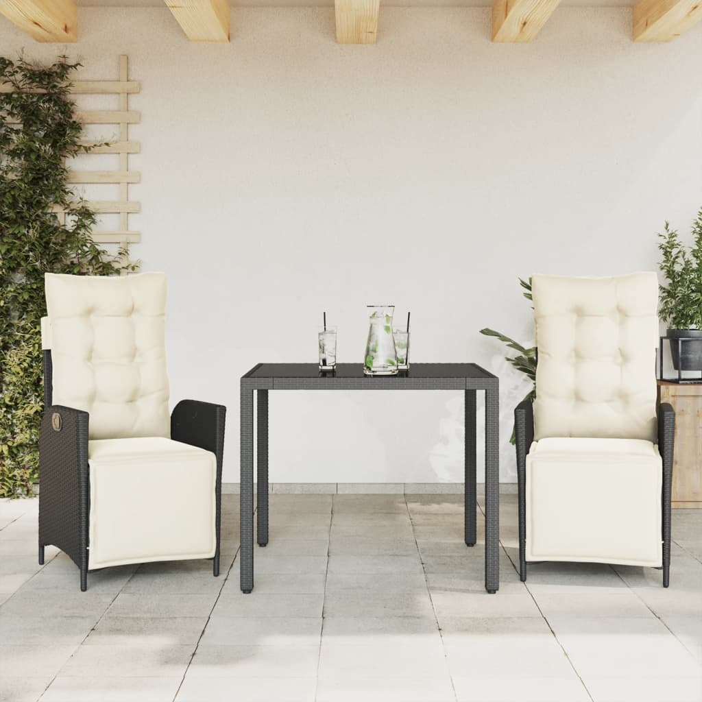 Garden Dining Set Black, Cream White