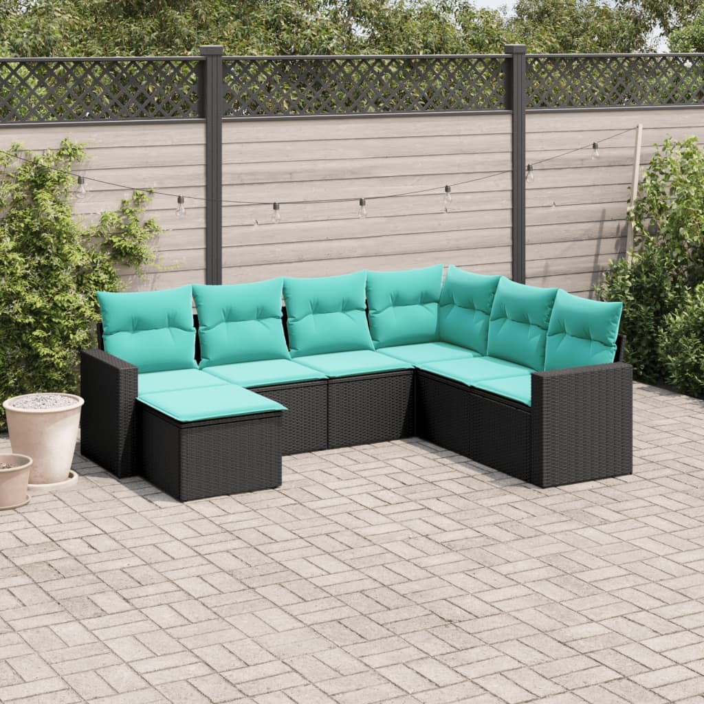 Garden Sofa Set Black, Blue