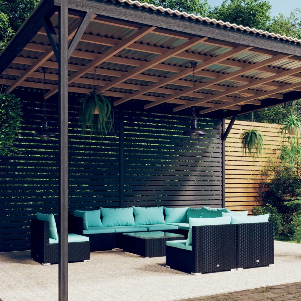 Garden Lounge Set Black and Water Blue