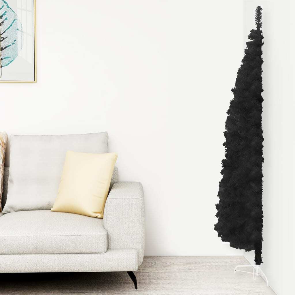 Artificial Half Christmas Tree Black PVC, Steel Slim