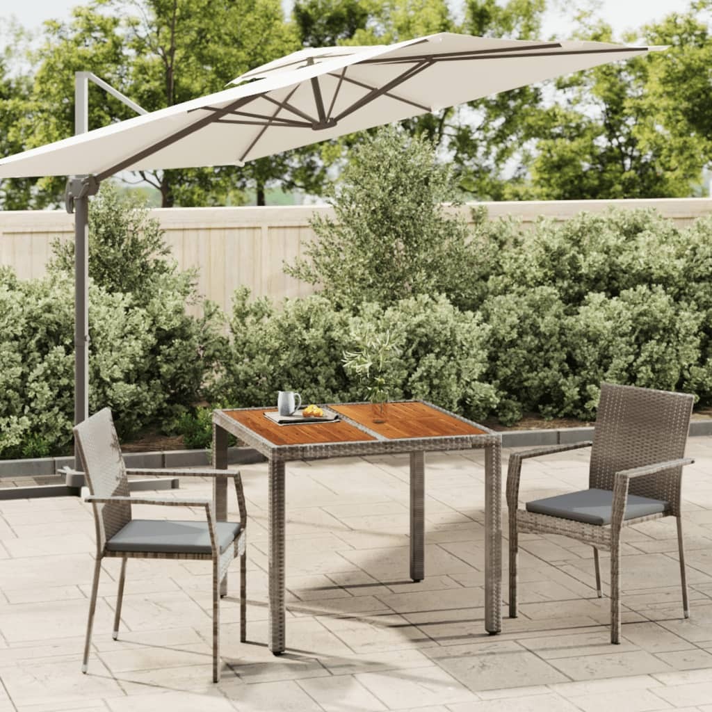 Garden Dining Set Grey PE Rattan Medium Modular