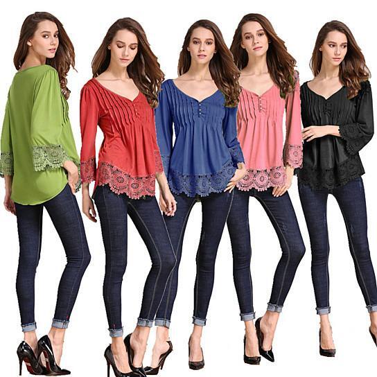 Size: LARGE,Blouse Color: MARGARITA GREEN - Explora Tops In Pretty Pintucks And Breezy Lace Details
