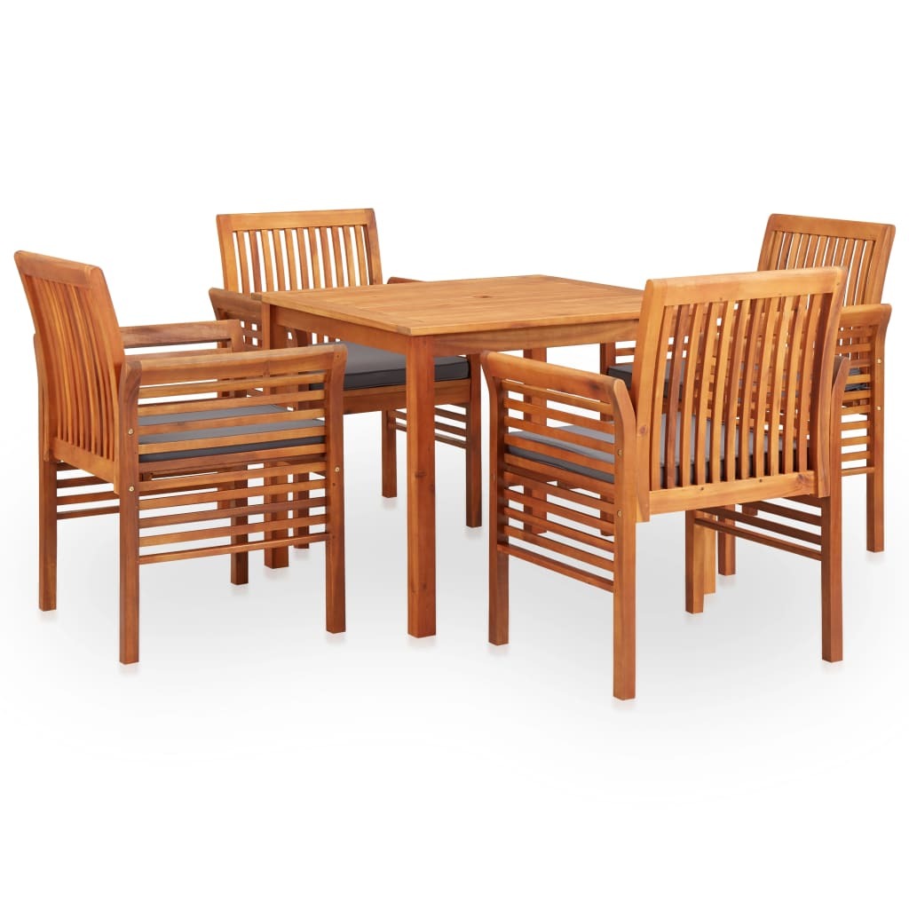 Outdoor Dining Set Brown frame with dark grey cushions