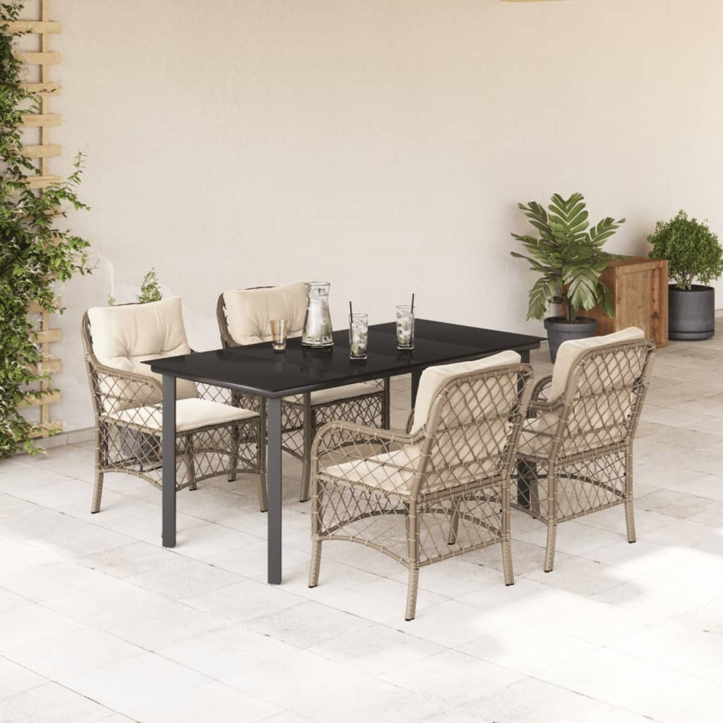 Garden Dining Set Beige, Cream, Black
