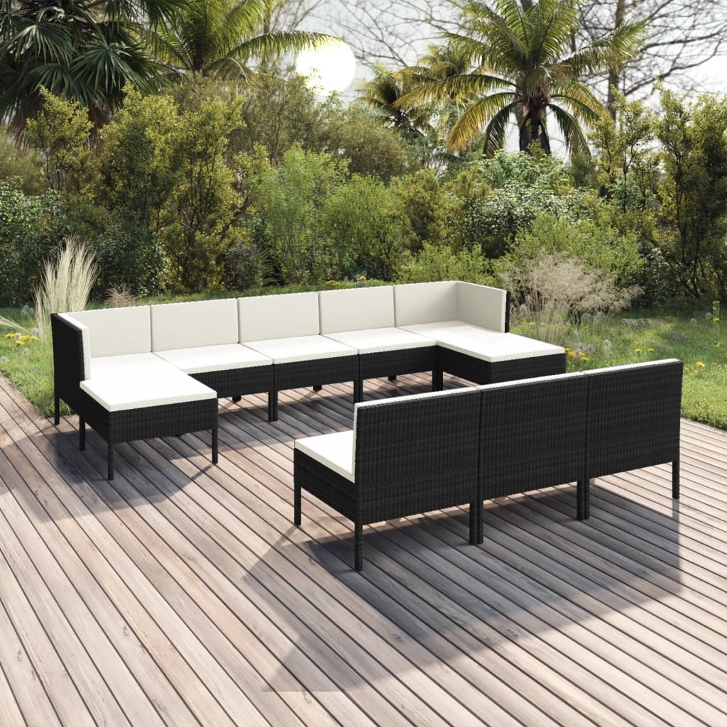 Garden Lounge Set Black, Cream White