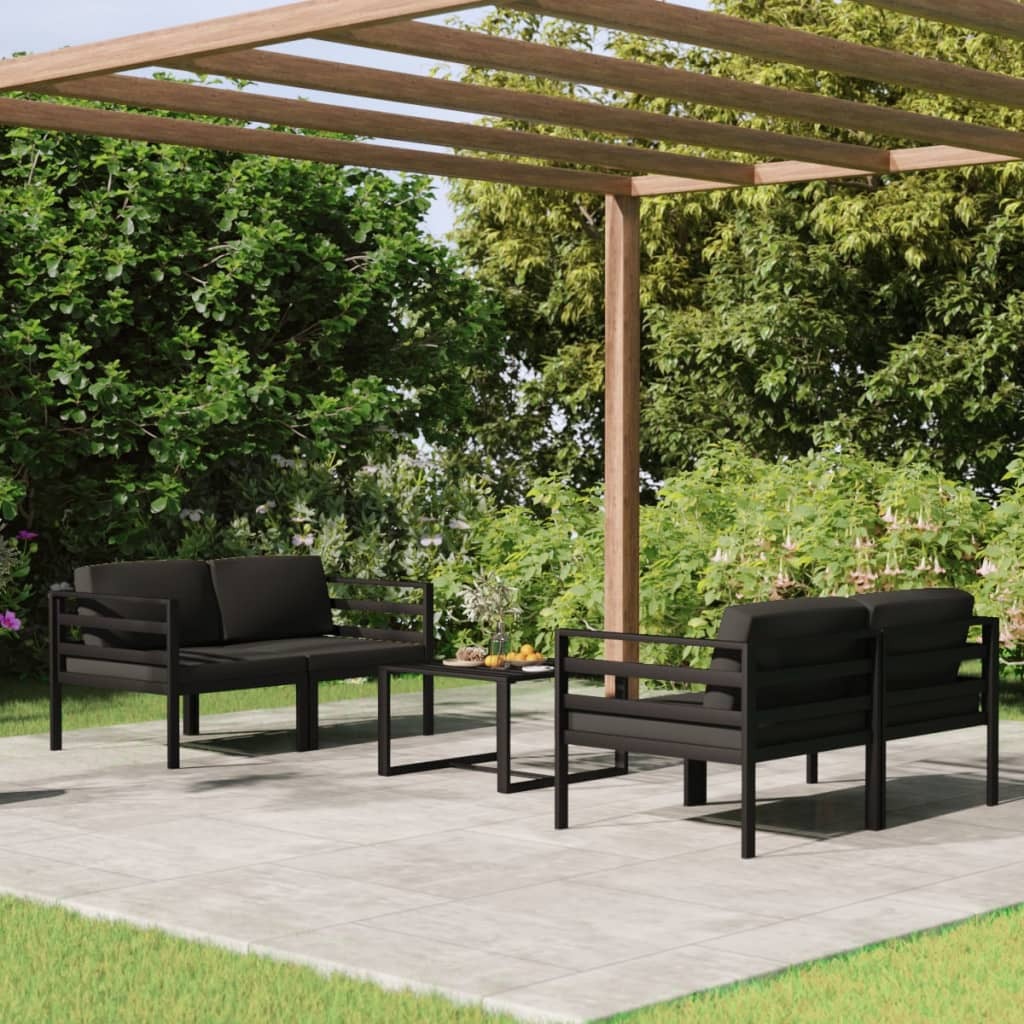 Patio Lounge Set Anthracite Aluminium, Polyester Medium Modular