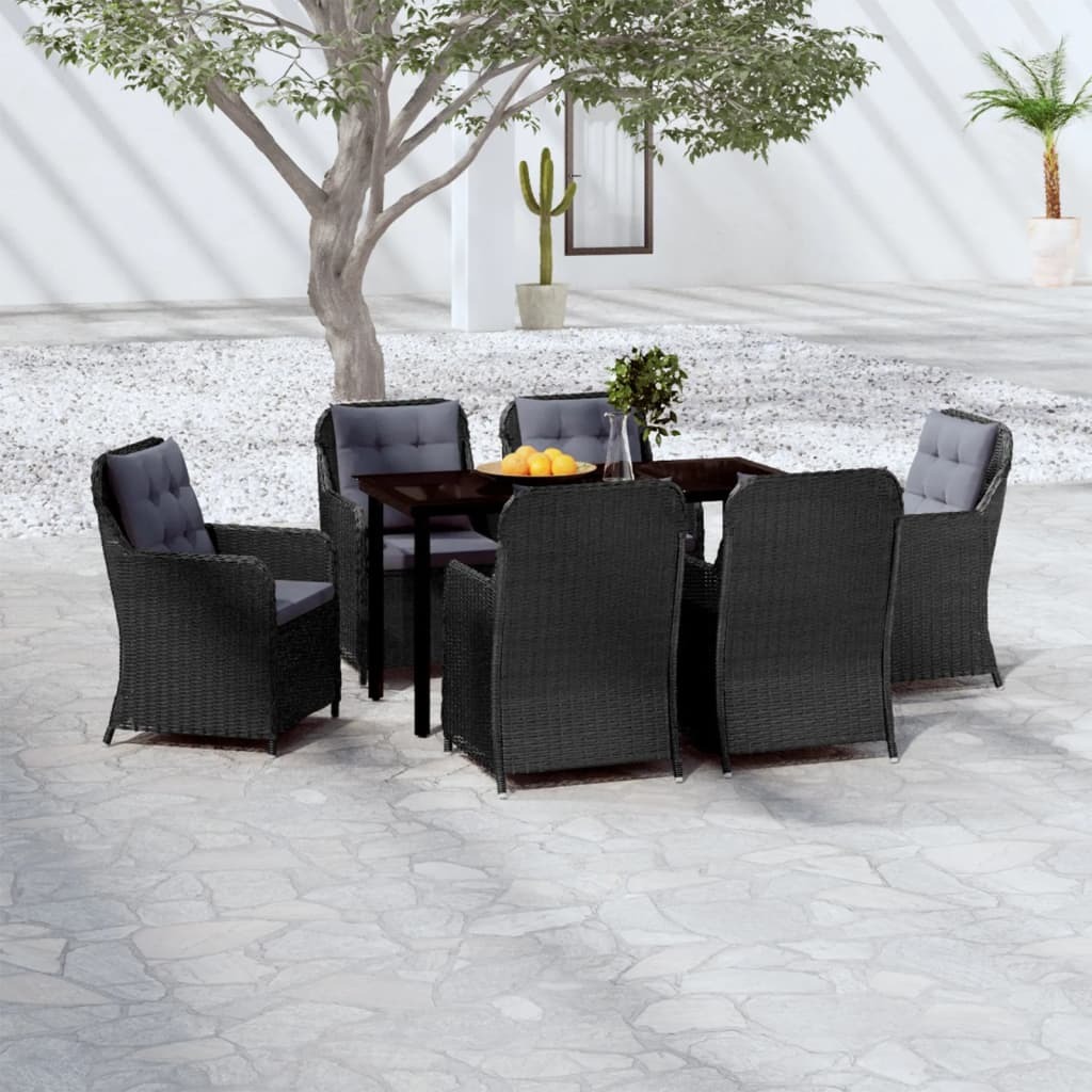 Garden Dining Set Black, Dark Grey