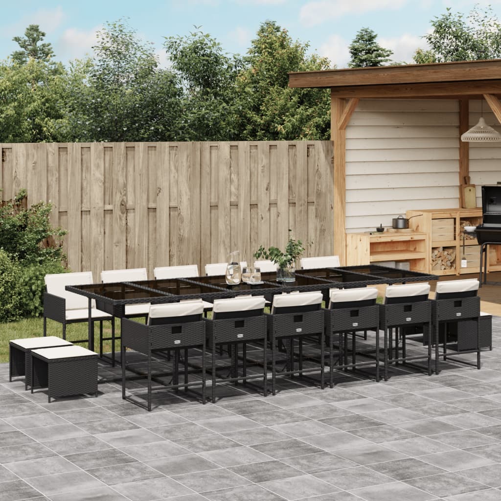 Garden Dining Set Black, Cream White