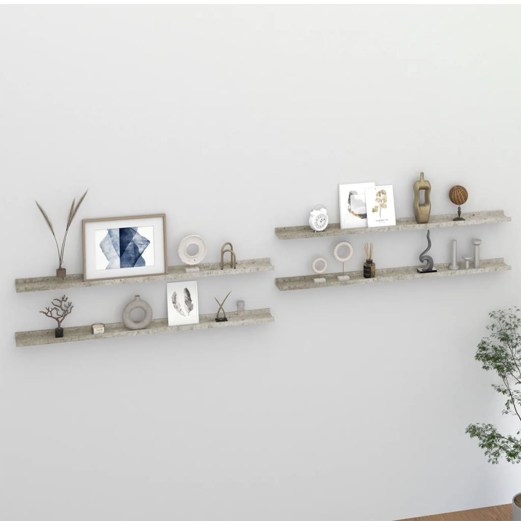 Wall Shelves 4 pcs Concrete Gray 45.3"x3.5"x1.2"