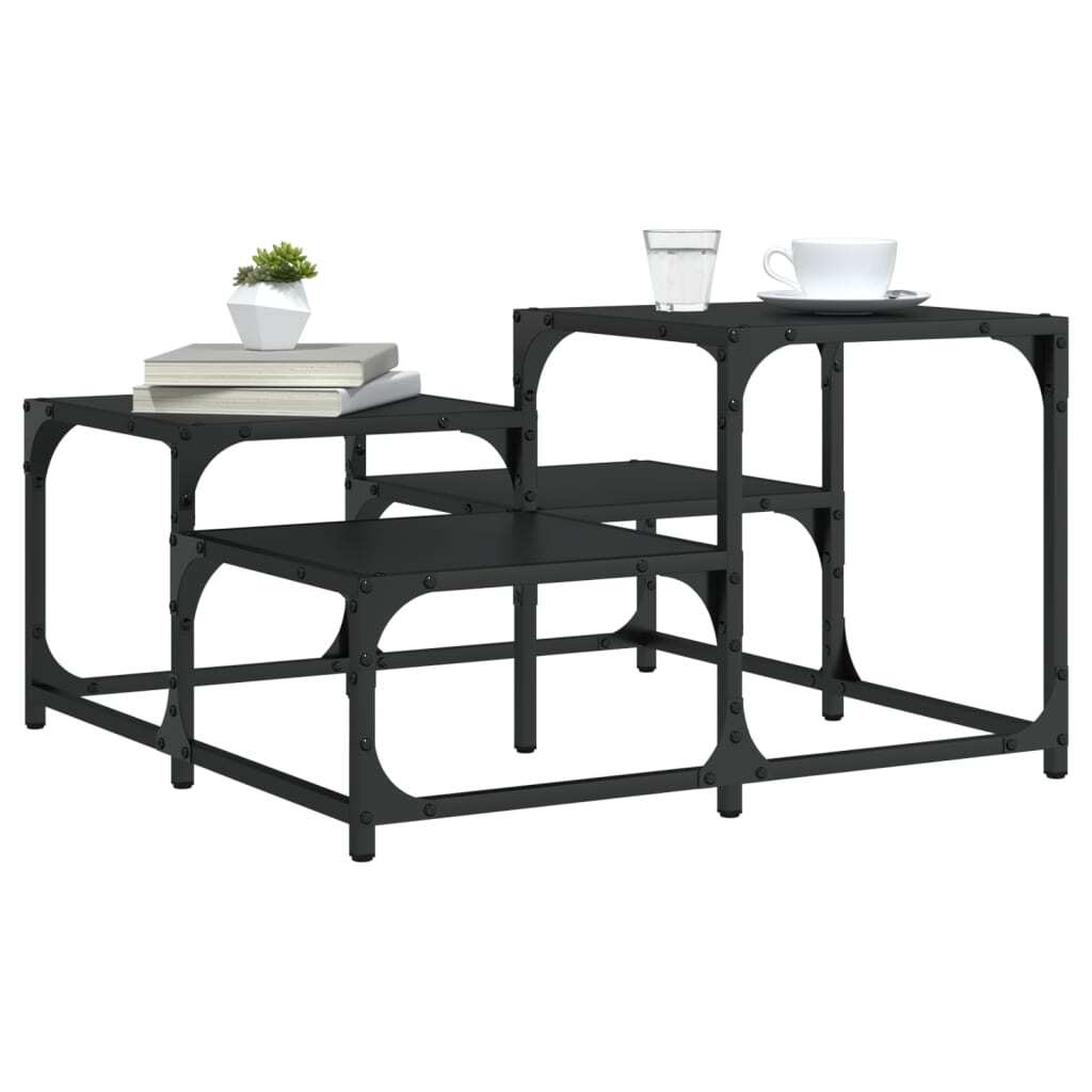 Coffee Table Black Engineered wood, Metal Medium Industrial