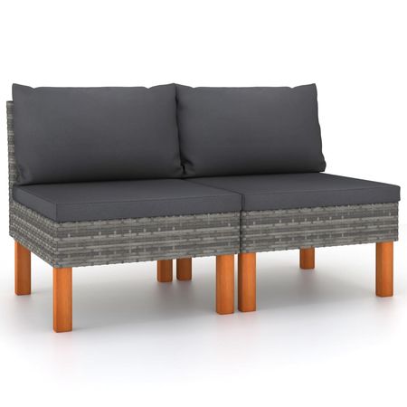 Middle Sofa Grey PE rattan Standard Removable Covers
