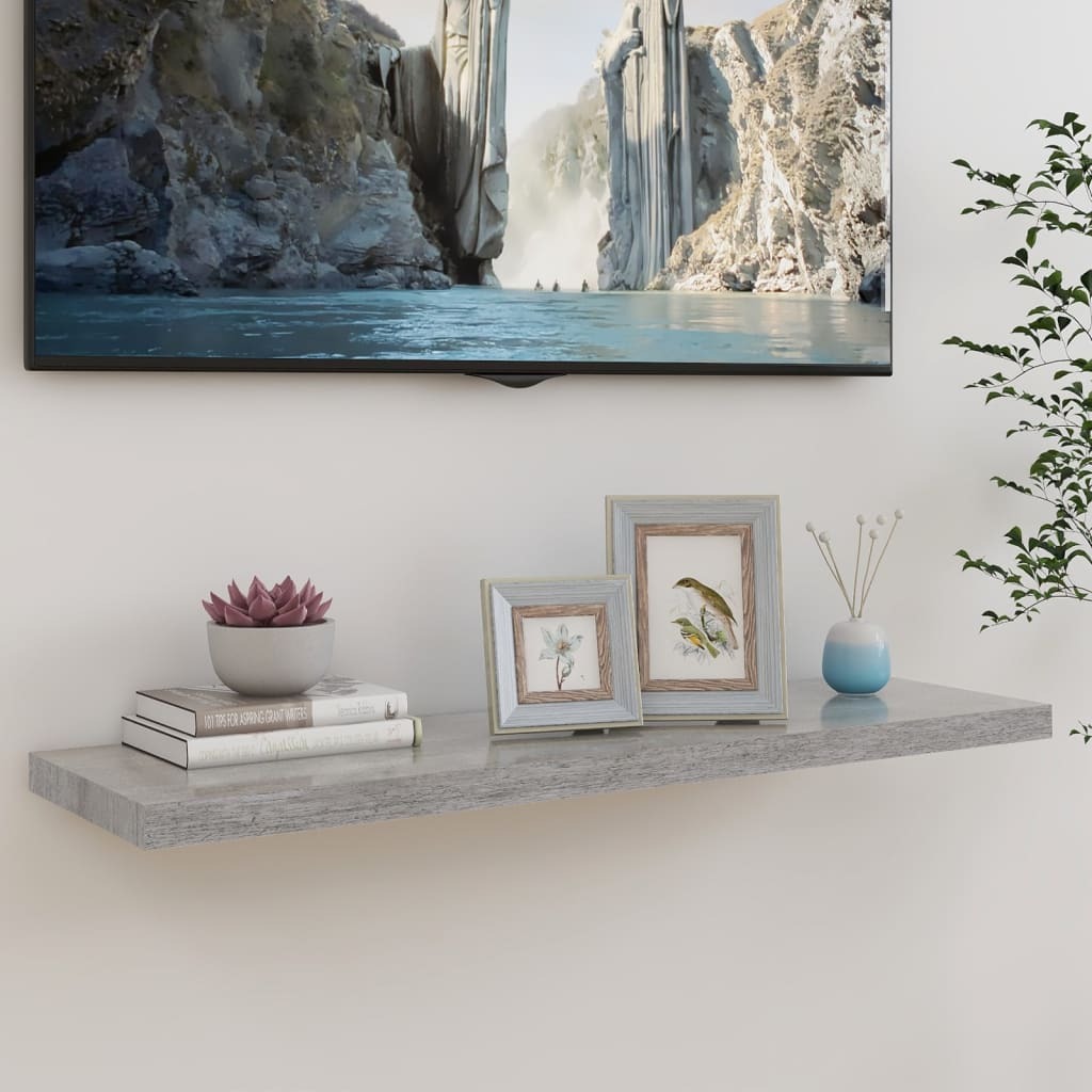 Wall Shelf Gray Honeycomb MDF, metal 35.4 in long Wall Shelf