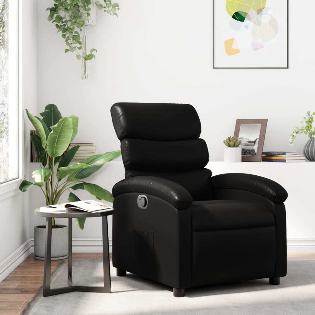 Recliner Chair Black Faux leather, metal, plywood Medium