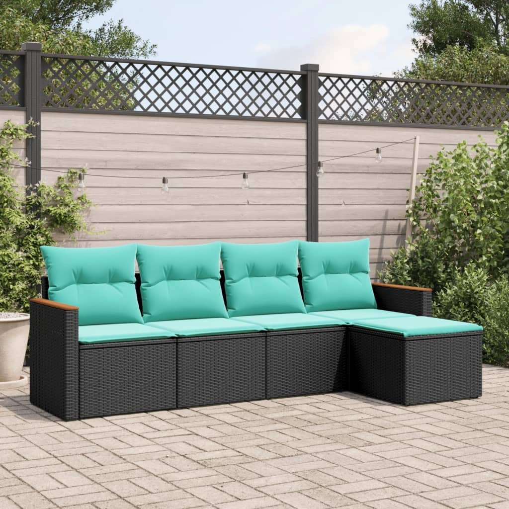 Garden Sofa Set Black, Blue