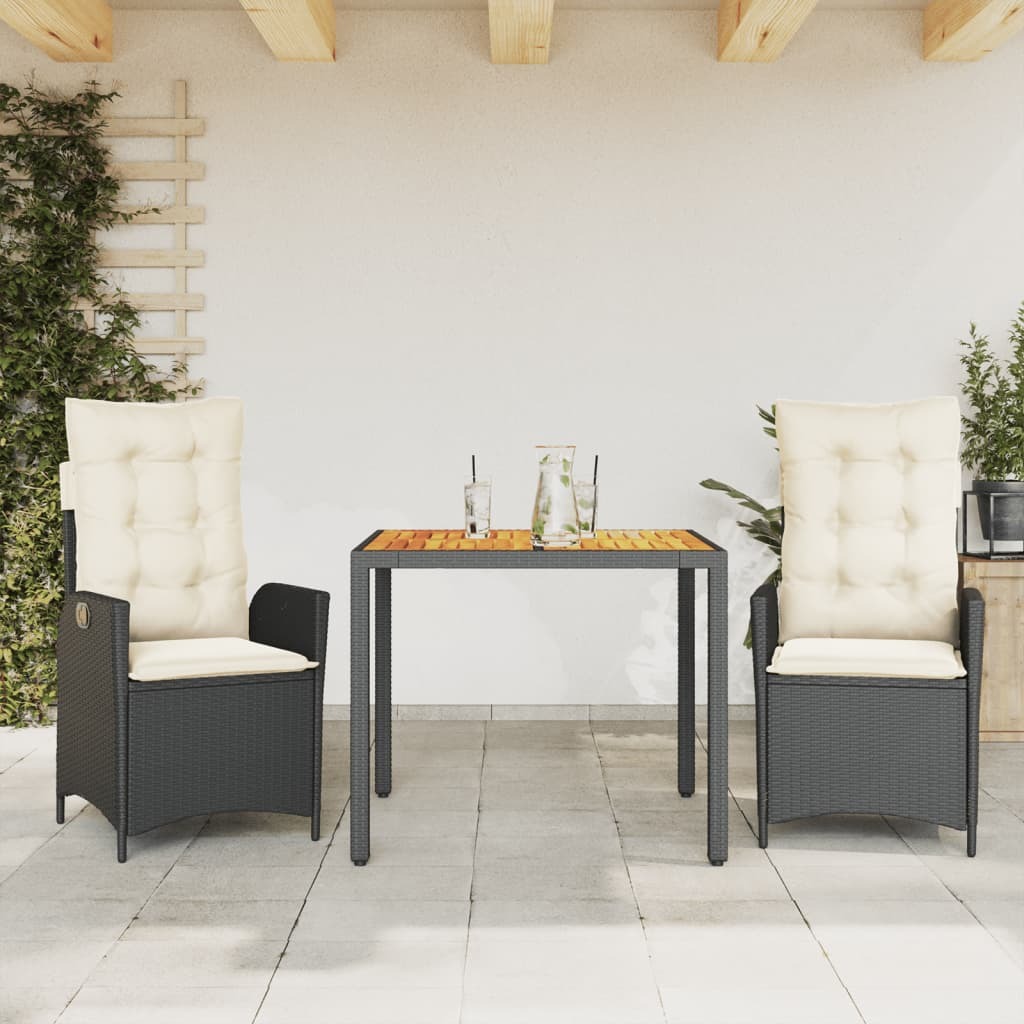 Garden Dining Set Black, Cream White