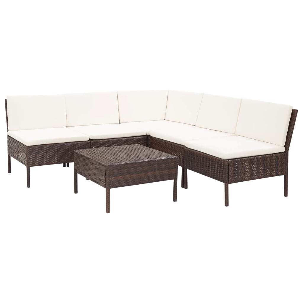 Garden Lounge Set Brown PE Rattan Medium Modular
