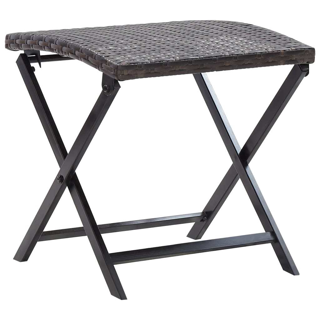 Stool Brown PE rattan, Powder-coated steel Compact Foldable