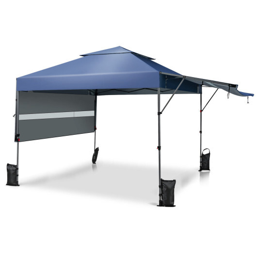 10 x 17.6 Feet Outdoor Instant Pop-up Canopy Tent with Dual Half Awnings-Blue - Color: Blue