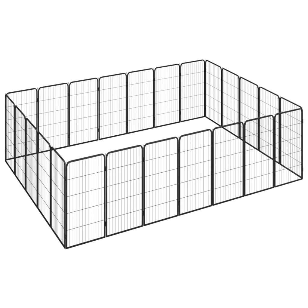 Dog Playpen Black Powder-coated steel Large Collapsible