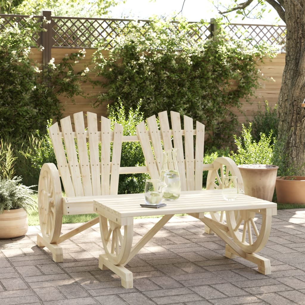 Garden Lounge Set Natural Wood Solid Fir Wood Medium Durable