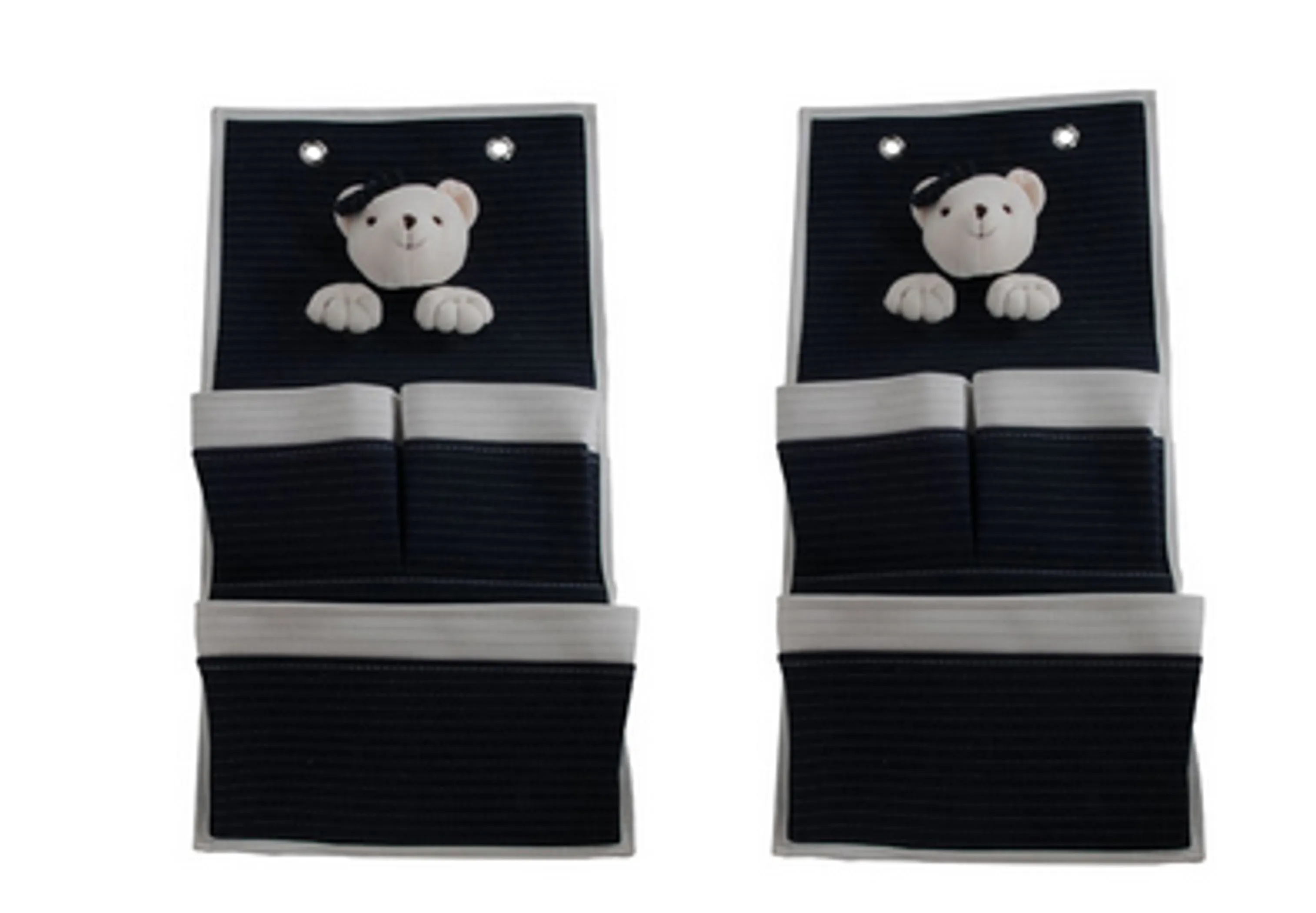 Anne Home - Set of 2 Bear-Themed 3-Pocket Wall Hanger Toy Storages