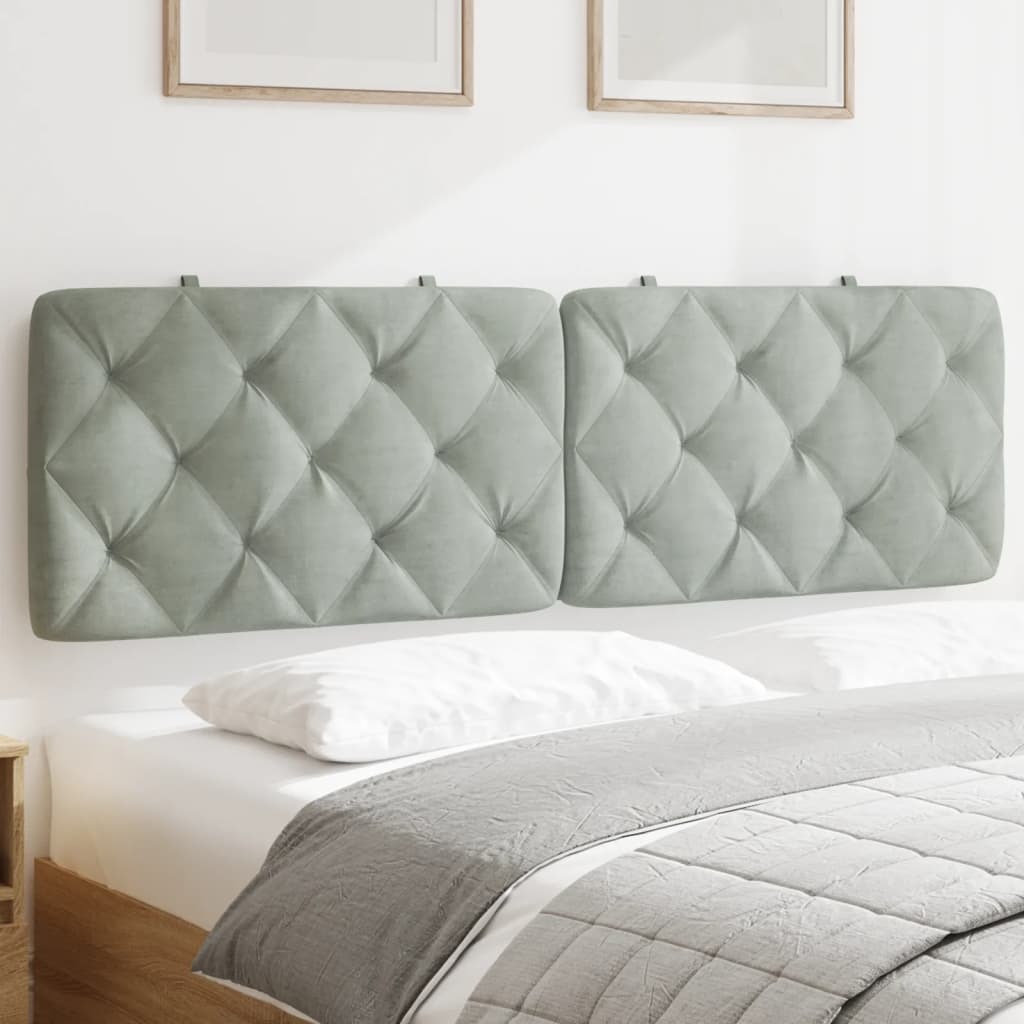 Headboard Cushion Light Grey Velvet 59.8 in Removable Covers