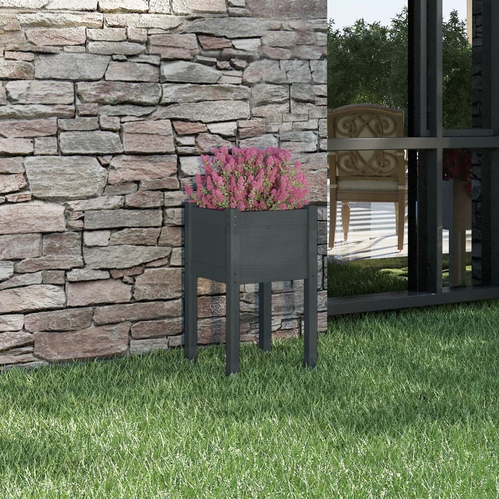 Garden Planter Grey Solid Pinewood Medium Durable