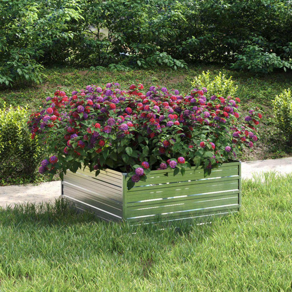 Garden Raised Bed Silver Galvanized Steel 39.4x39.4x17.7 in