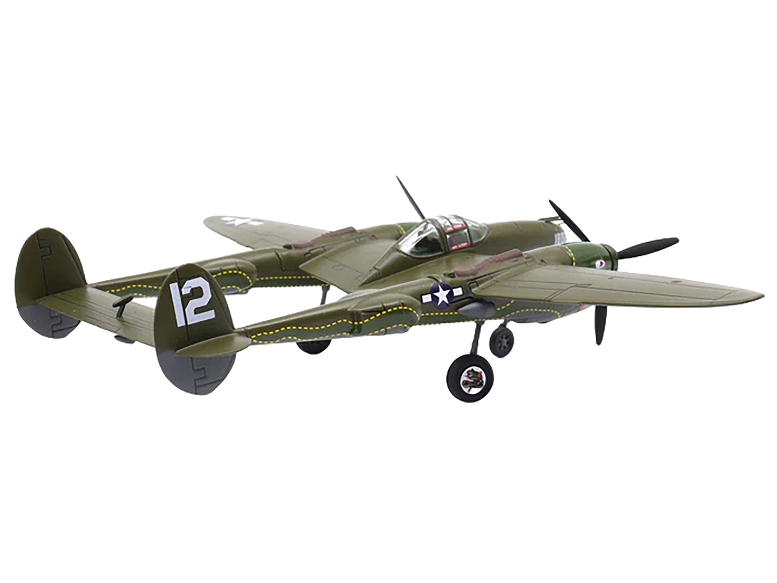 Lockheed P-38 Lightning Fighter Aircraft "Haleakala II 80th FG 459th FS Twin Dragons" (1944) United States Army Air Forces 1/72 Diecast Model by Militaria Die Cast