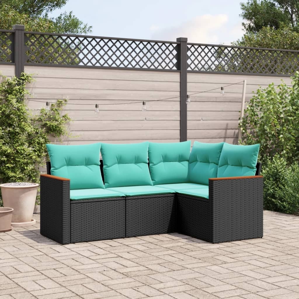 Patio Sofa Set Black, Blue