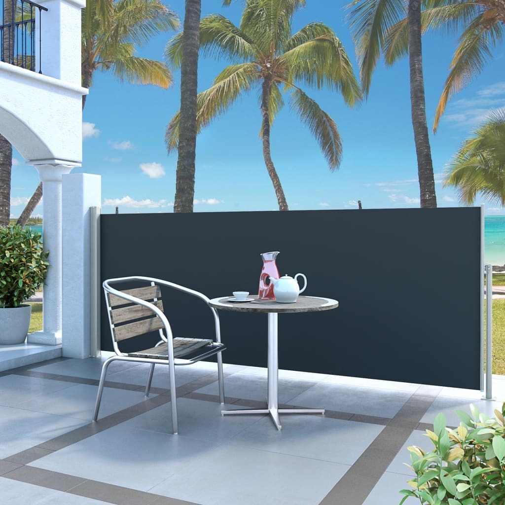 Side Awning Black Steel frame, 100% polyester with PU coating