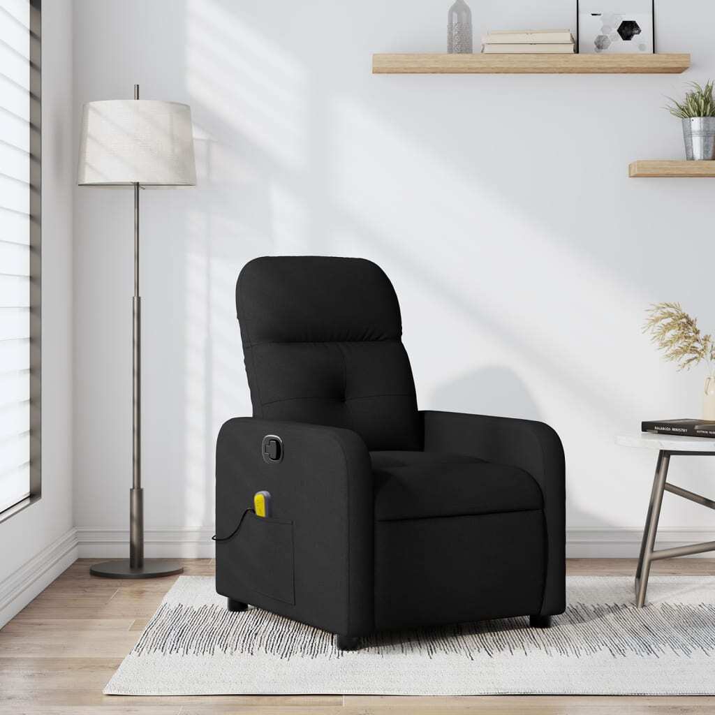 Massage Recliner Chair Black Polyester Fabric, Wood, Metal Standard