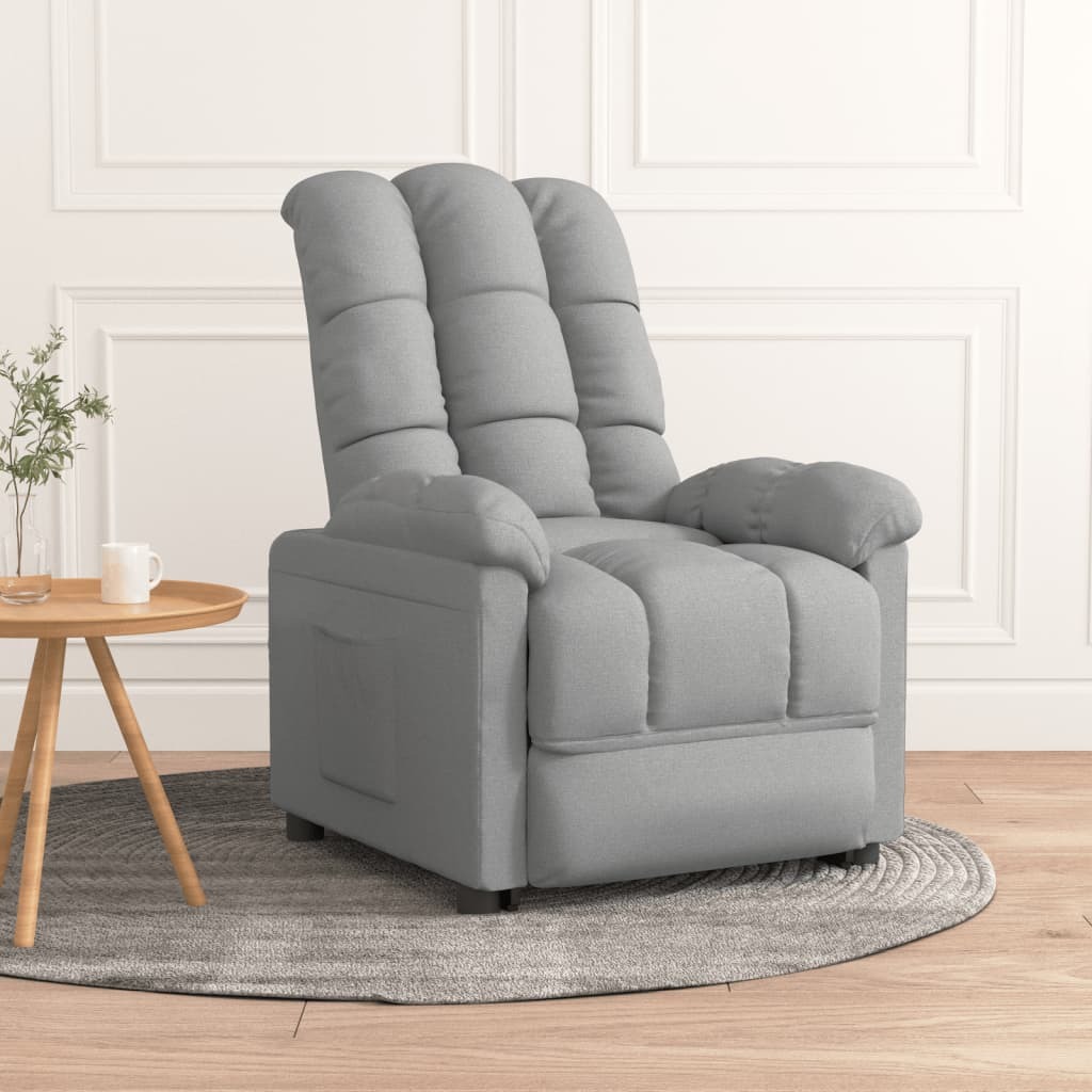 Recliner Light Gray Fabric (100% polyester), Plywood, Iron Medium