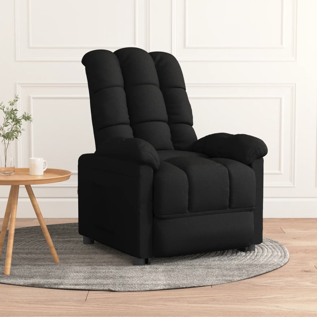 Recliner Chair Black Fabric (100% polyester), Plywood, Iron Medium