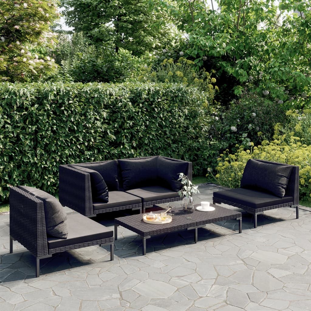 Garden Lounge Set Dark Grey, Black
