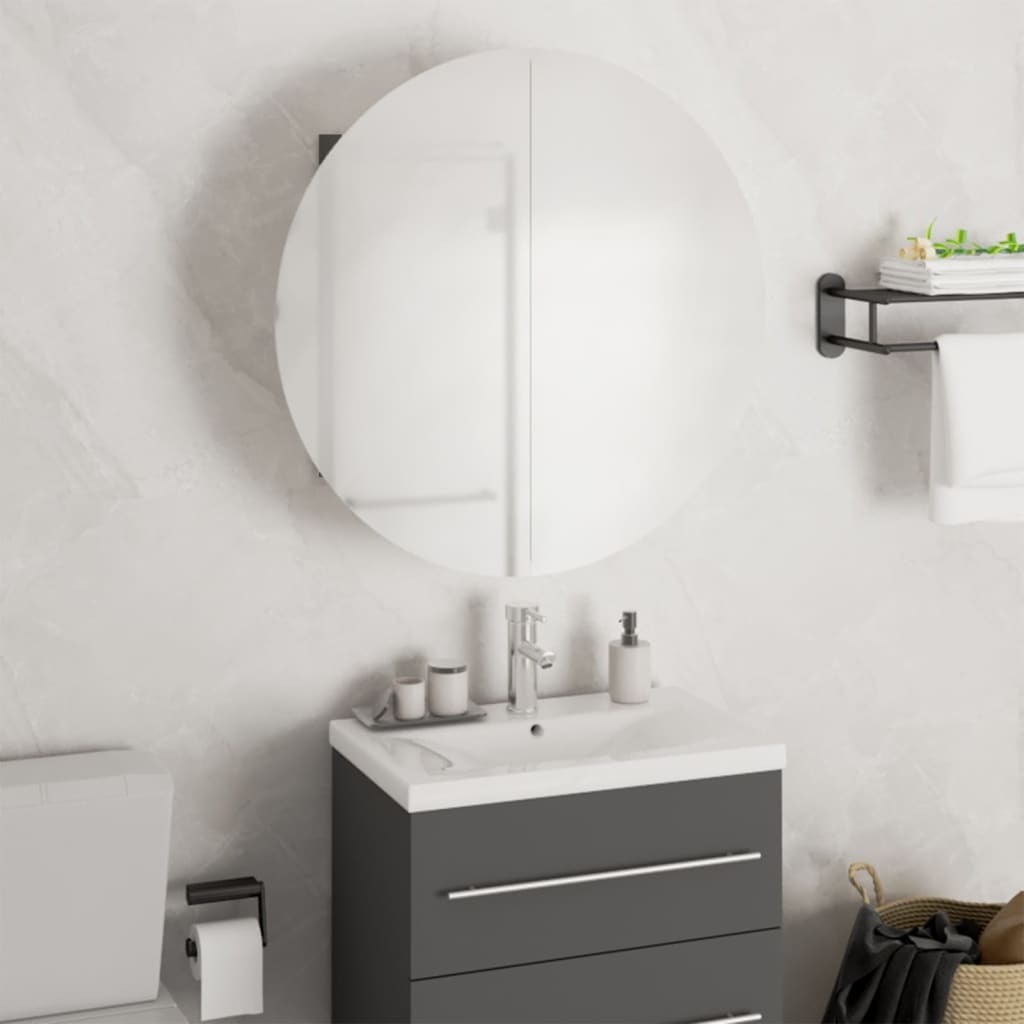 Bathroom Cabinet Grey Engineered wood, glass, PVC, copper