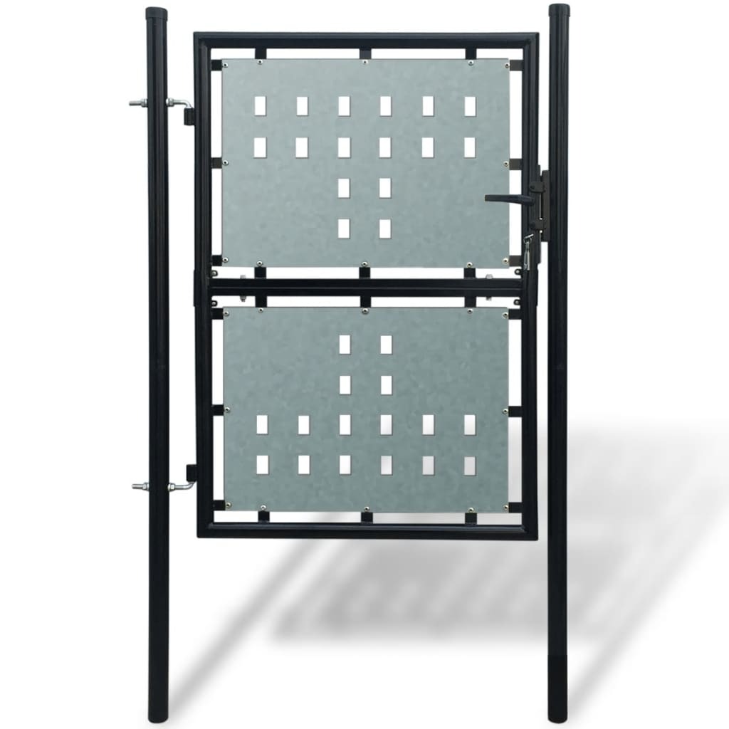 Black Single Door Fence Gate 39.4x49.2"