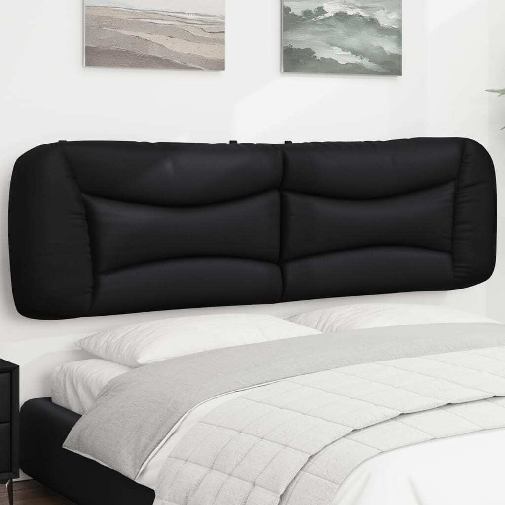 Headboard Cushion Black Faux leather, PP fiber King Size