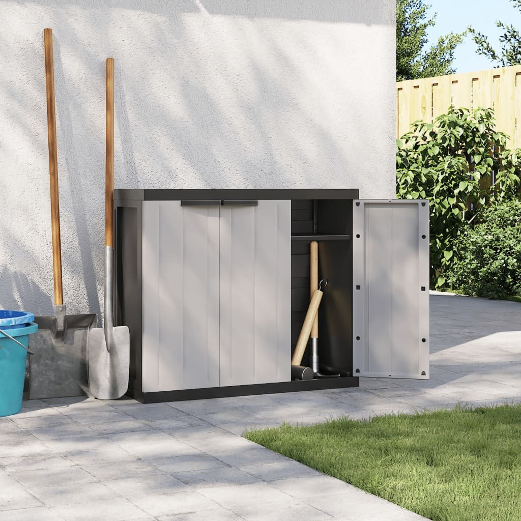 Outdoor Storage Cabinet Gray and Black Polypropylene Medium