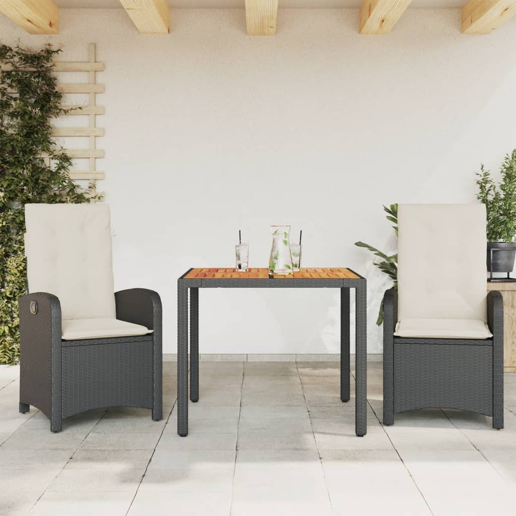 Garden Dining Set Black PE rattan Medium UV-resistant materials