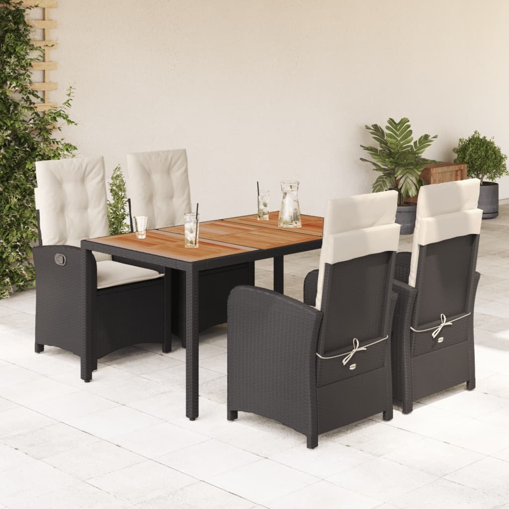 Patio Dining Set Set of 4 Black, Brown, Cream White