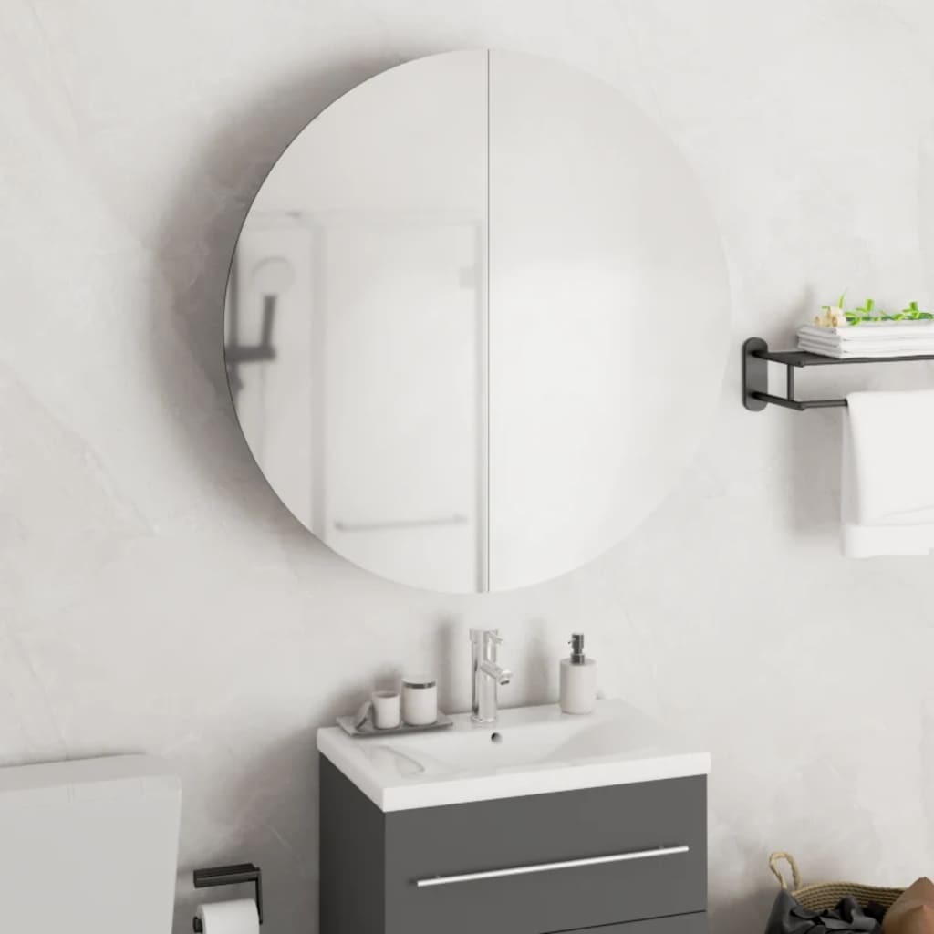 Bathroom Cabinet Grey Engineered wood, glass, PVC, copper