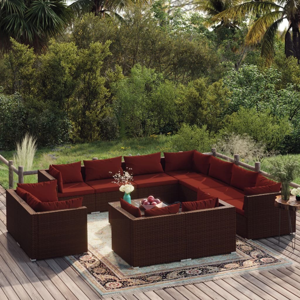 Garden Lounge Set Brown and Cinnamon red