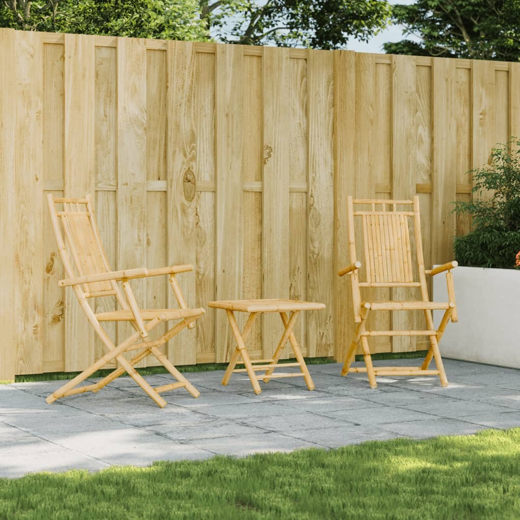Garden Chair Set of 2 Natural Bamboo Bamboo Medium Foldable