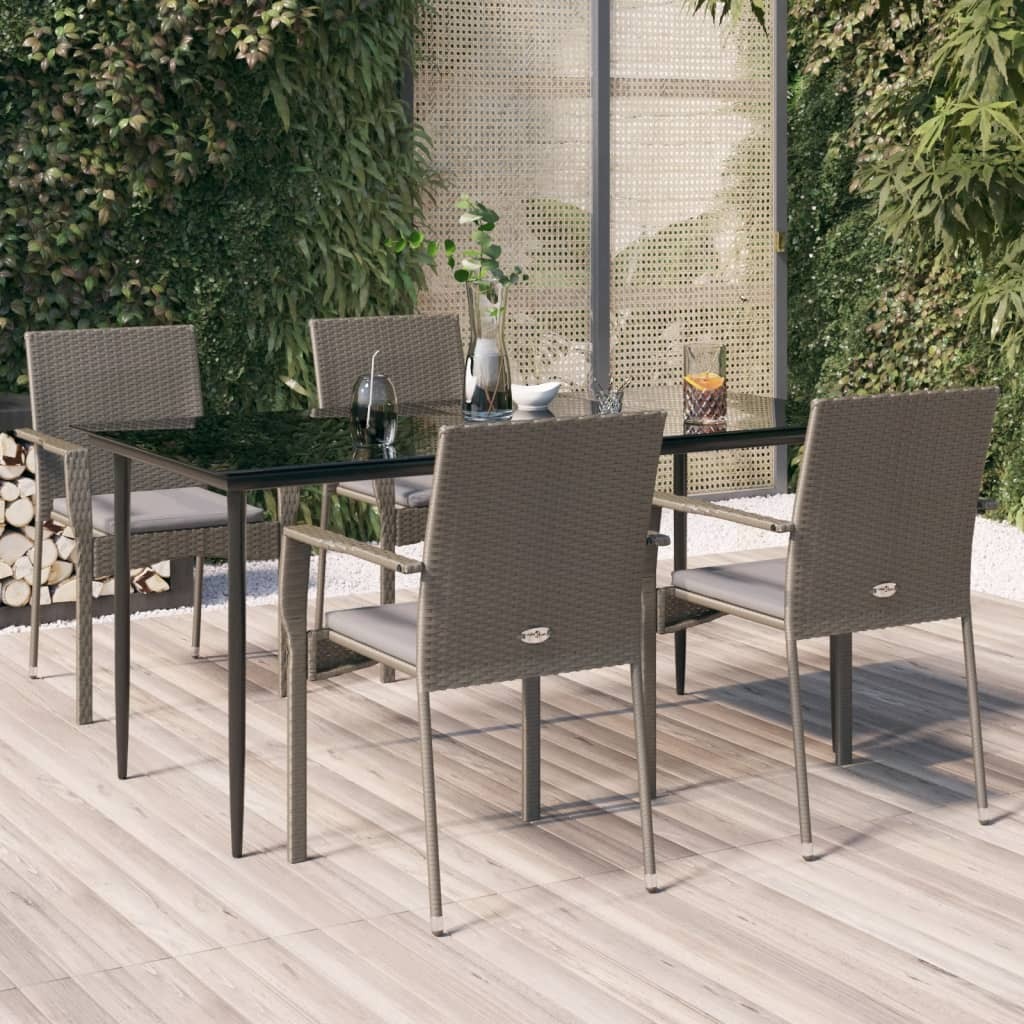 Garden Dining Set Black Poly Rattan Modular Garden Dining Set
