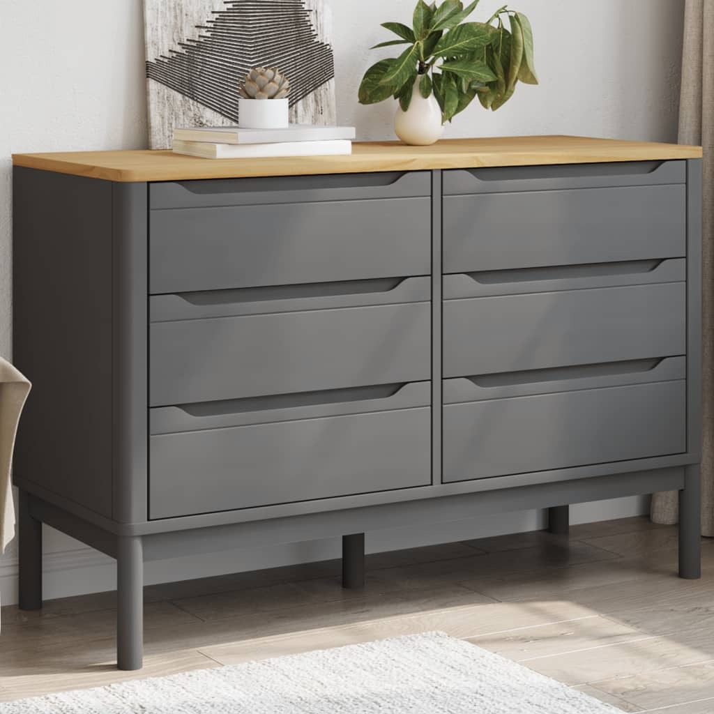 Drawer Cabinet Grey Solid pine wood Large Chest of Drawers